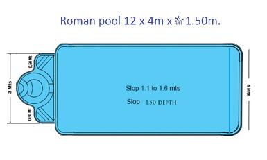 Roman Pool 12 – 12 x 4 m x ลึก 1.50 m.